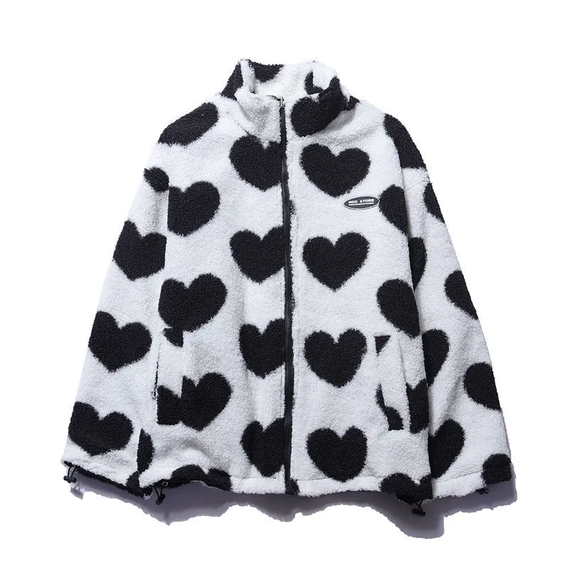 Drune | Romantische Damenjacke mit doppelseitigem Herzmuster