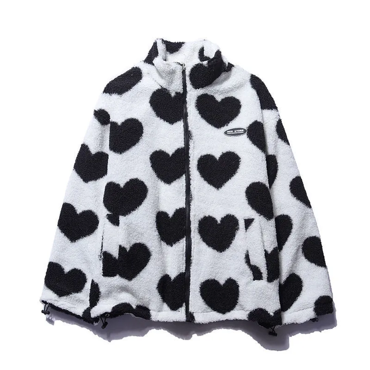 Drune | Romantische Damenjacke mit doppelseitigem Herzmuster