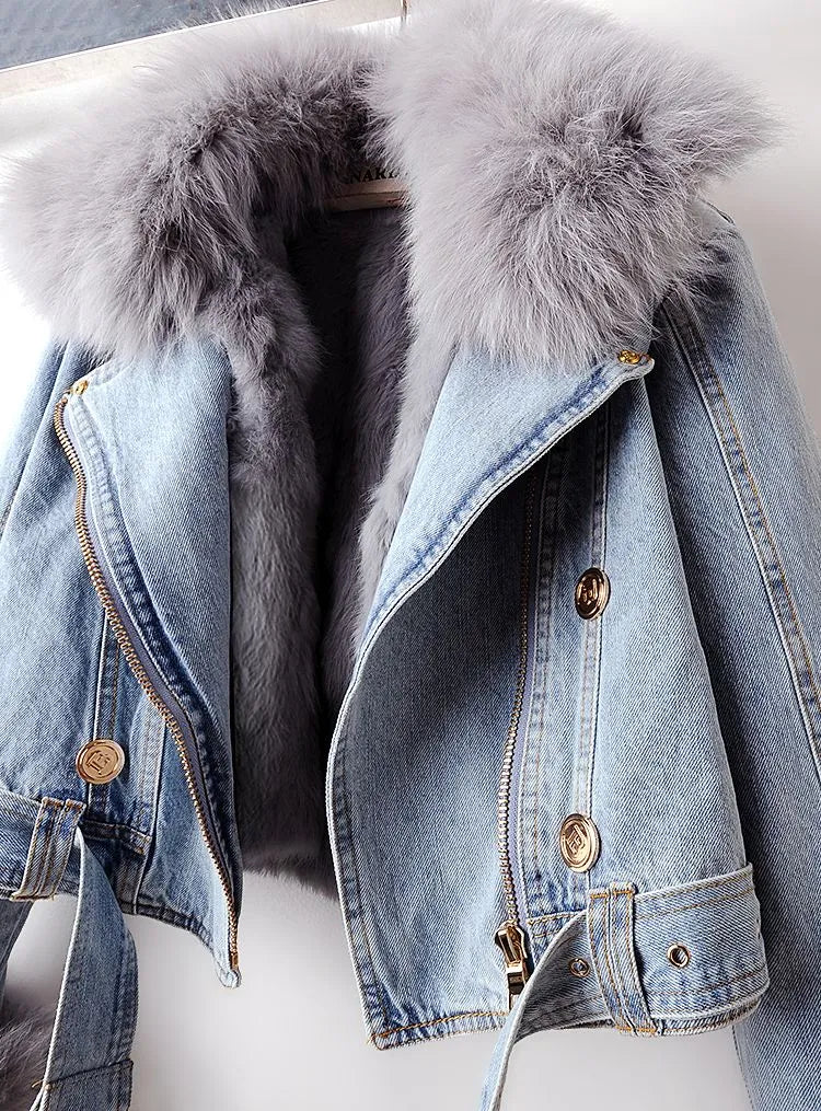 Drune | Jeansjacke mit Warmem Kunstfell