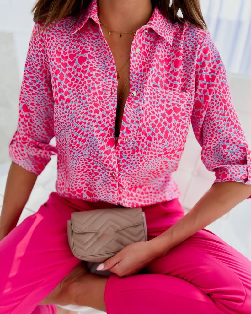Drune Print Shirts | Modische Bluse mit langen Ärmeln und Knopfleiste