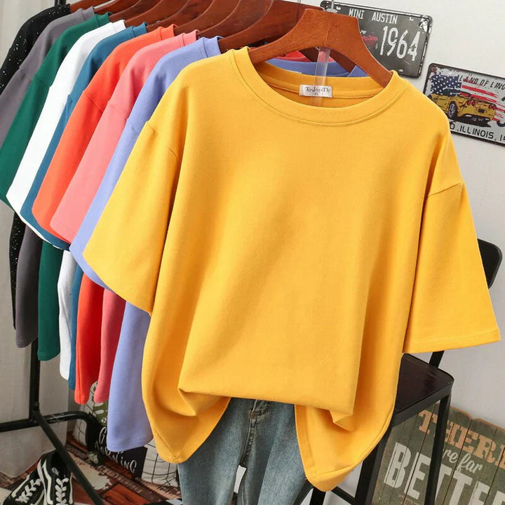 Drune | Kuscheliges Baumwoll-Basic T-Shirt In Übergröße für Frauen