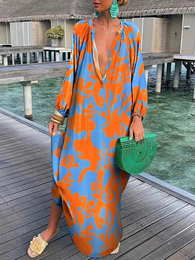 Drune | Maxi Kleid Boho mit Langen Ärmeln