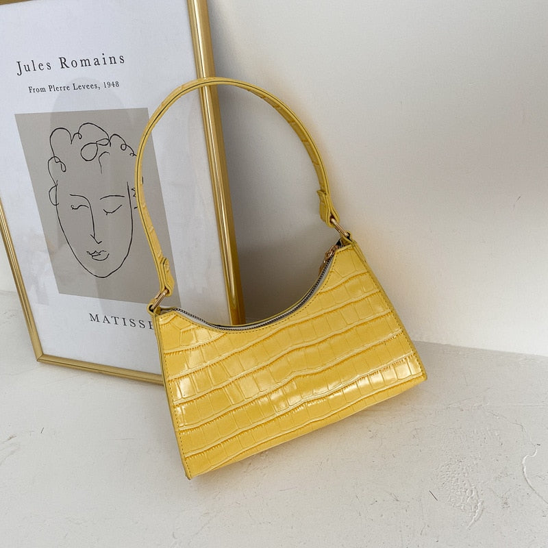 Drune Modische Exquisite Einkaufstasche Tote Schultertaschen Einfarbig Kettentasche für Damen