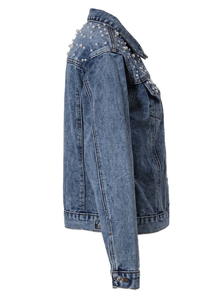 Drune | Lässige Jeansjacke mit Perlen