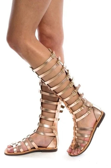 Drune | Gladiator Sandale Damen Sommer Römische Bandage Sandalen Frauen Causal Zip Flache Sandalen Mädchen Sommer Loch Strand Schuhe