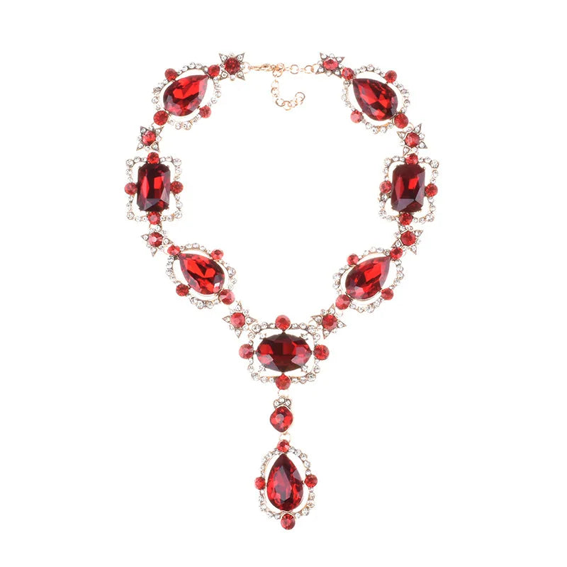 Drune | Statement Rhinestones Schmuck Große Edelstein Gem Stein Kristall Viktorianischer Schmuck Grüner Smaragd Bib Halskette für Frauen