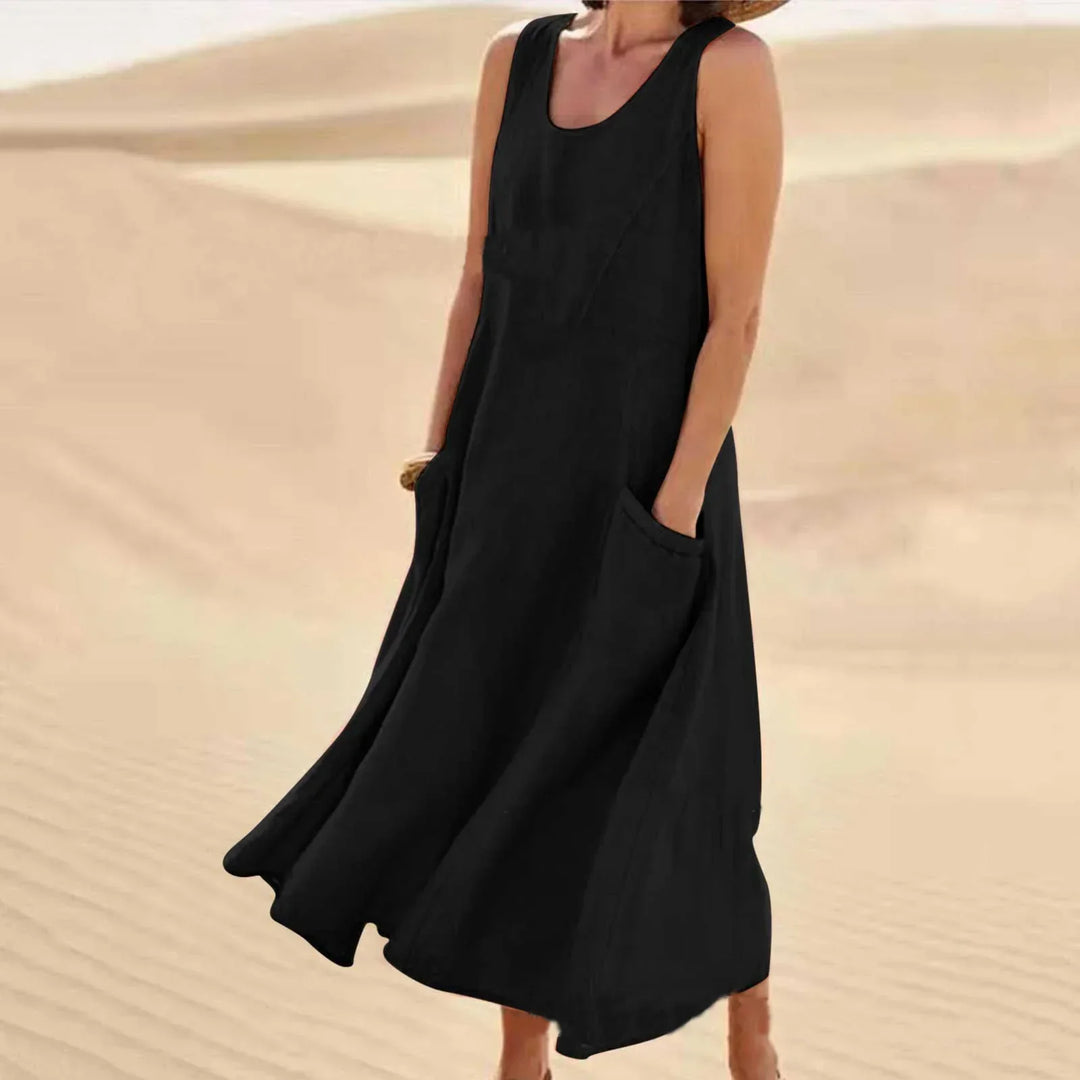 Drune | Ärmelloses Leinenkleid Mit Taschen Für Damen