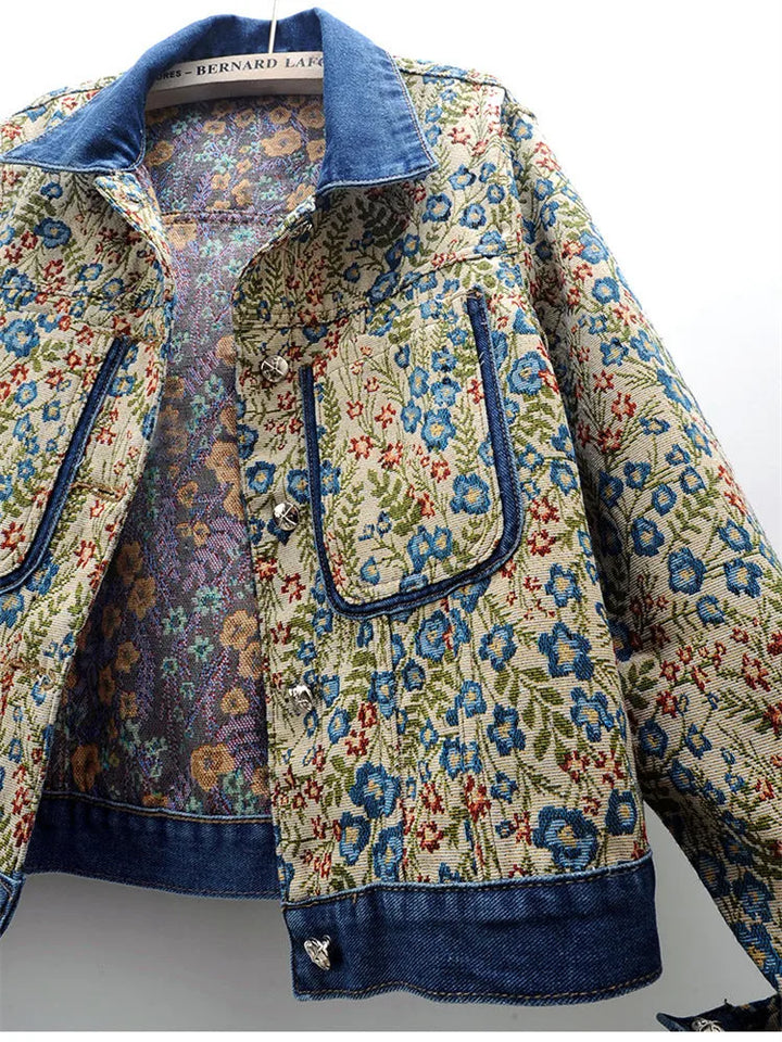 Drune | Jeansjacke mit Jacquard Stickerei für Damen