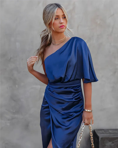 Drune | Elegantes One-Shoulder-Satinkleid