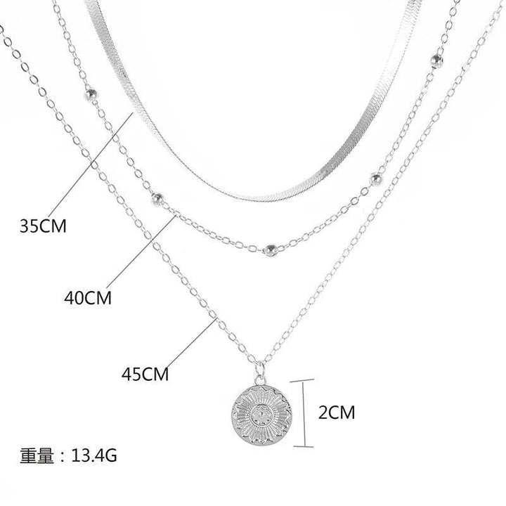 Drune | 925 Sterling Silver Drei Lagen Runde Halskette