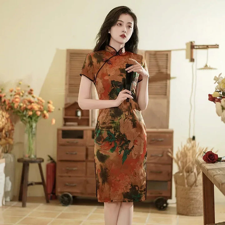 Drune | Cheongsam Qipao Mode Kleidung Lässig Elegant Ethnischer Stil Vintage Kleid für Frauen Streetwear Frauen Kleidung Festlich Chinesisch