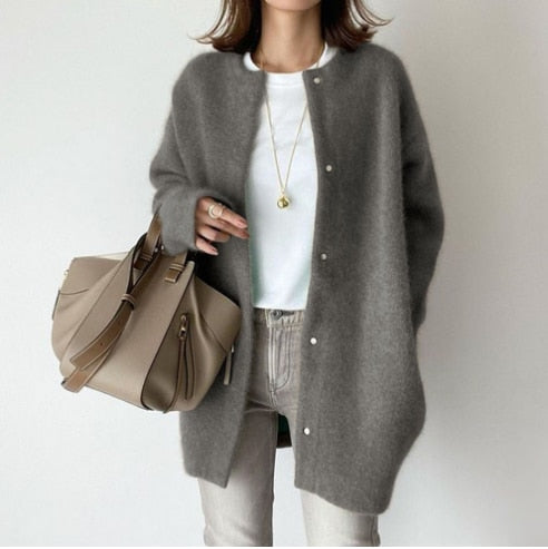 Drune Damen Strickjacke | Wollene Freizeitjacke für Frauen: Lange Stricktops Outwear