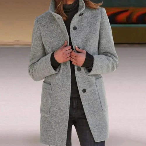 Drune | Elegante lange Jacke mit hochgeschlossenem Kragen