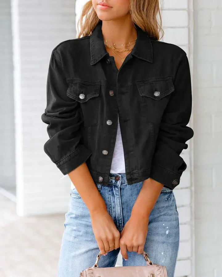 Drune | Kurze Taschenjacke Mode Streetwear Einfache Knopf Trend Frauen Denim Jacken Lange Ärmel Herbst Neu Denim Denim Jacken
