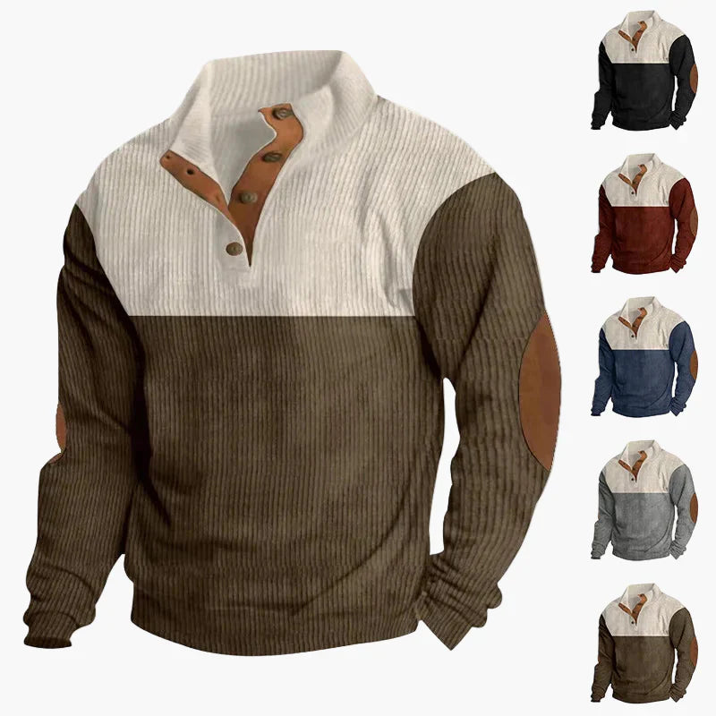 Drune | Retro Strickpullover mit Knopfleiste - Modischer Freizeitpulli für Herbst und Winter