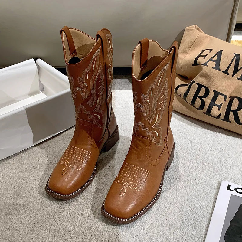 Drune | Bestickte Cowboystiefel Aus Leder für Damen