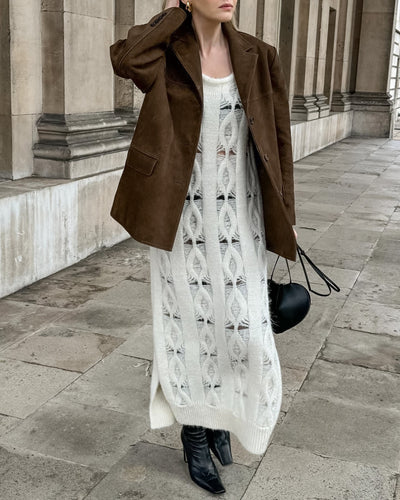 Drune | Weite Wildlederjacke mit retro Samt-Revers Loise