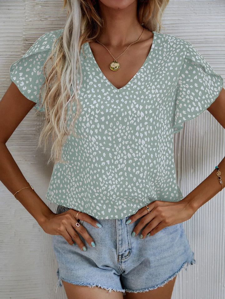 Drune | Kurzärmlige Sommerbluse mit Slim Fit Ohne Kragen