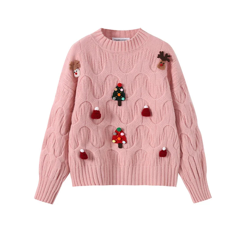 Drune - Hässlicher Weihnachtspulli - Damen Weihnachtspullover im Vintage-Stil