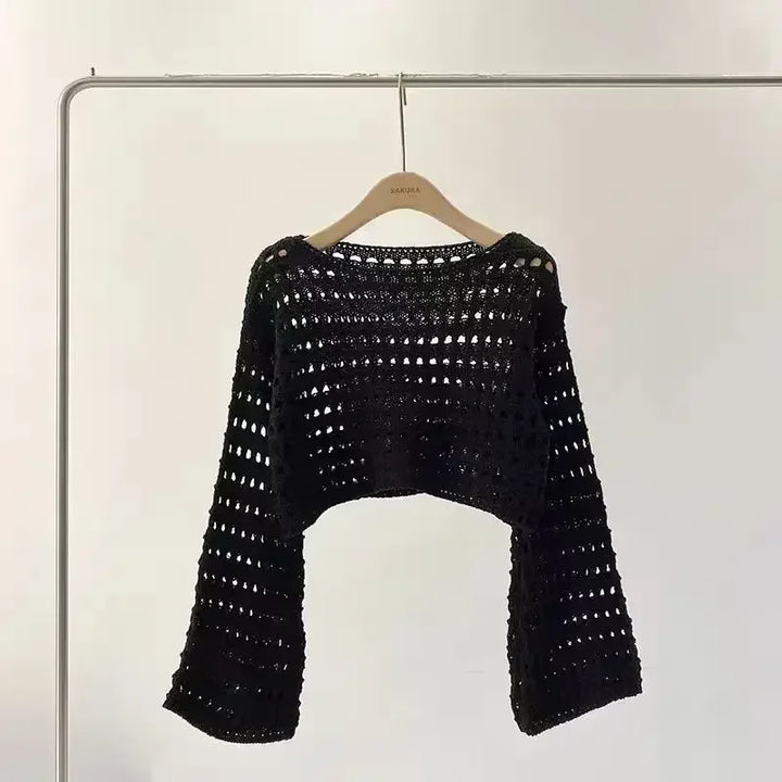Drune | Langes Gehäkeltes Strickoberteil für Frauen