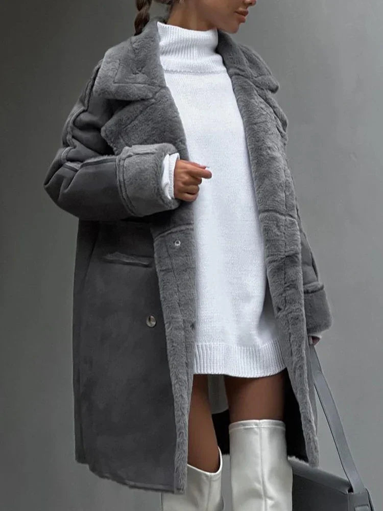 Drune - Lange Kunstpelzjacke