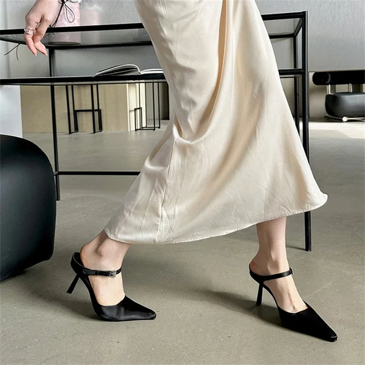 Drune | Eilyken Neu Design Hochhackige Damen Pumps Riemen Mules Schleifen Sexy Spitz Zehen Hochzeit Bankett Damenschuhe