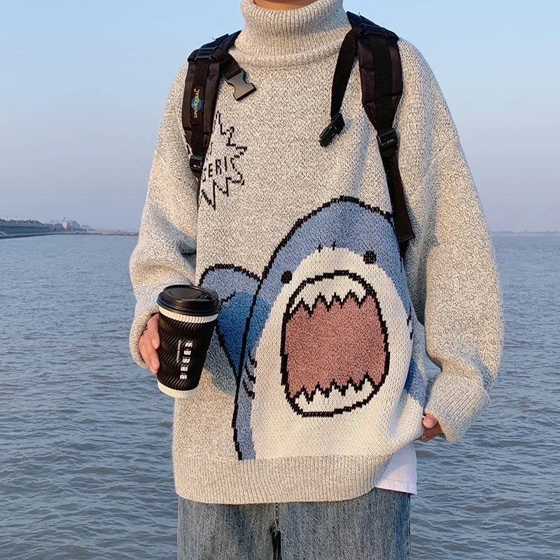Drune | Winterpullover mit Cartoon-Hai-Design für Paare