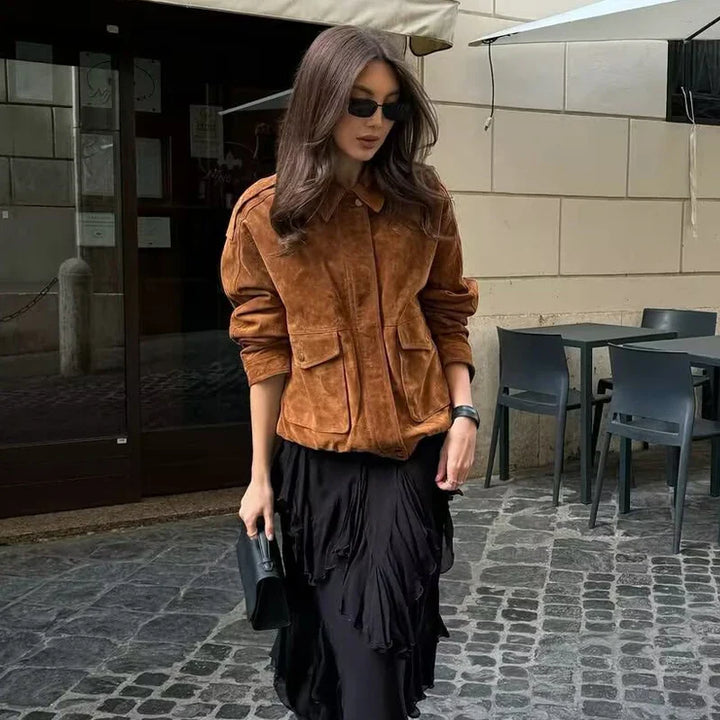 Drune | Streetwear Bomberjacke mit Druckknöpfen und Klappentaschen