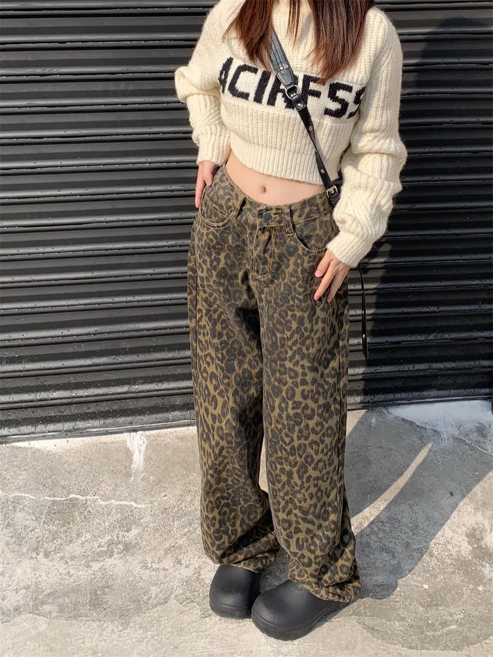 Drune | Modische Leopardenmuster Jeans Für Damen