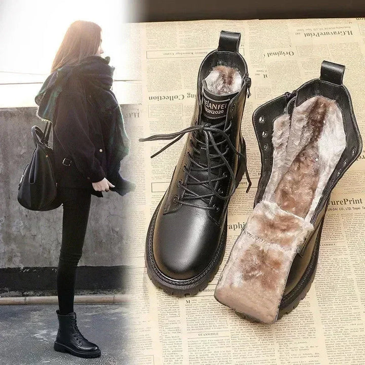 Drune - Warme Plateau-Schnürstiefel für Damen