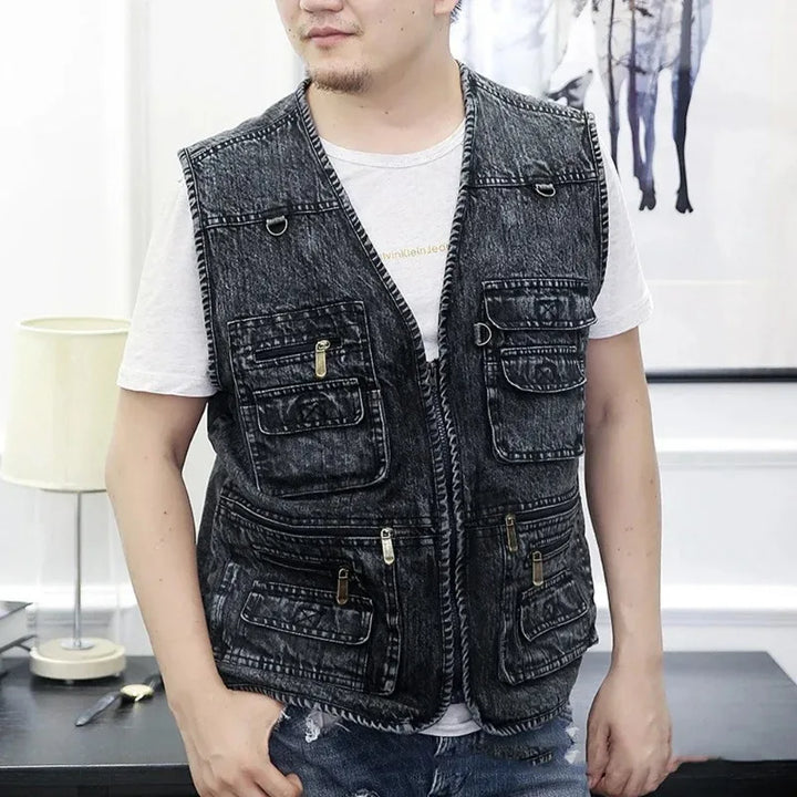 Drune | Ärmellose Jeansweste Mit Mehreren Taschen Für Herren