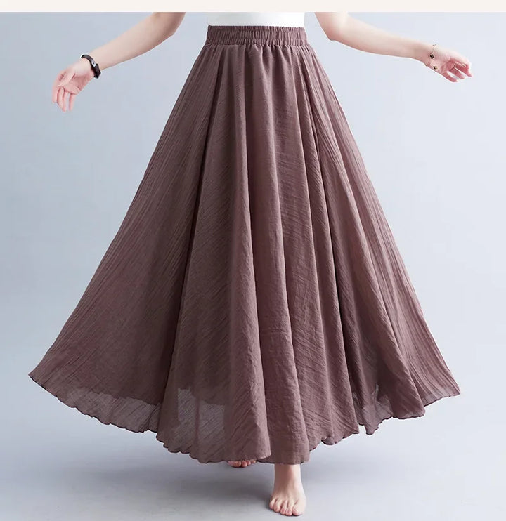 Drune | Mode Baumwolle Leinen Kleidung Frauen Röcke Maxi Y2K Elegant Strand Saia Ropa Mujer Lässiges Kleid Boho Lange Röcke Faldas Harajuku