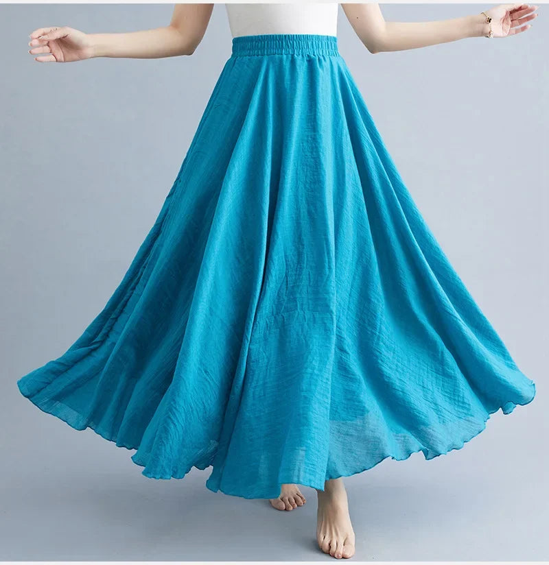 Drune | Mode Baumwolle Leinen Kleidung Frauen Röcke Maxi Y2K Elegant Strand Saia Ropa Mujer Lässiges Kleid Boho Lange Röcke Faldas Harajuku