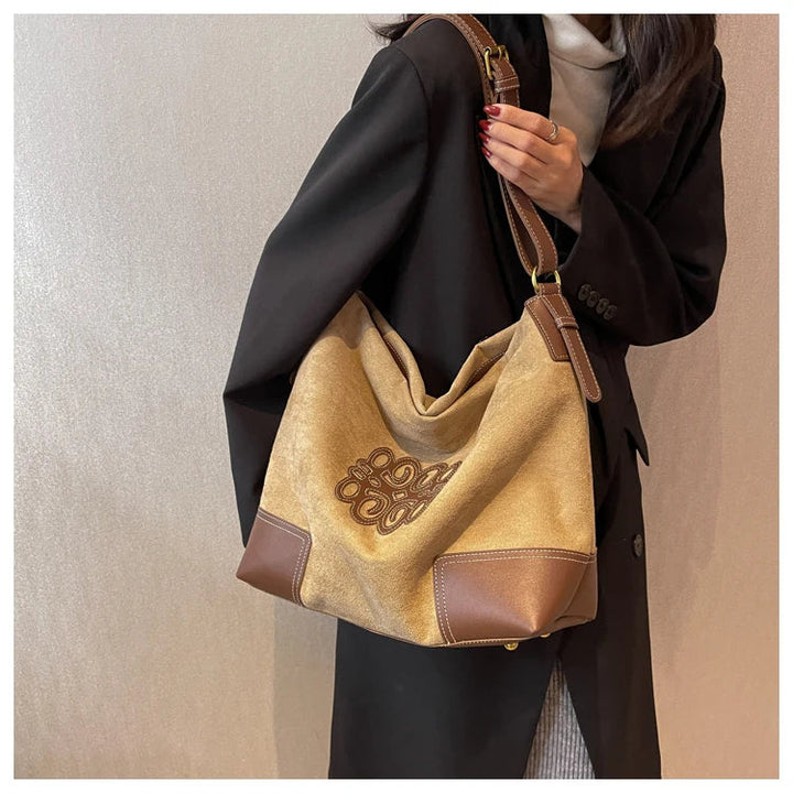 Drune | Damen Luxus Marke Messenger Taschen Retro Braun Crossbody Tote Taschen Eimer Clutch Tasche Einkauf Große Kapazität Reisetasche