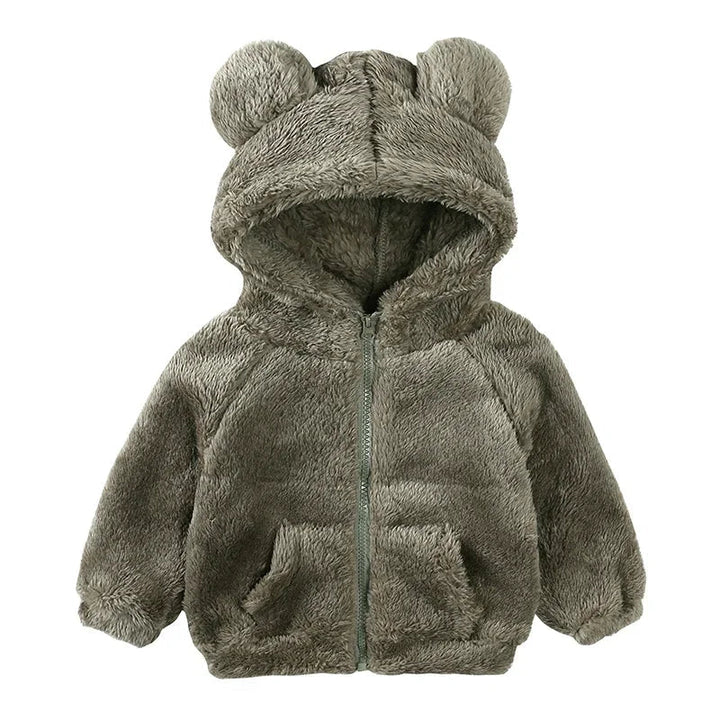 Drune Comfort Modische Bären-Kinderjacke aus dickem Samt