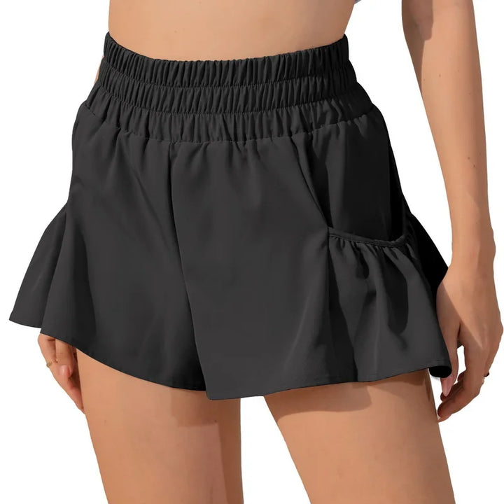 Drune | Damen Sport Shorts Mit Rüschen Und Taschen