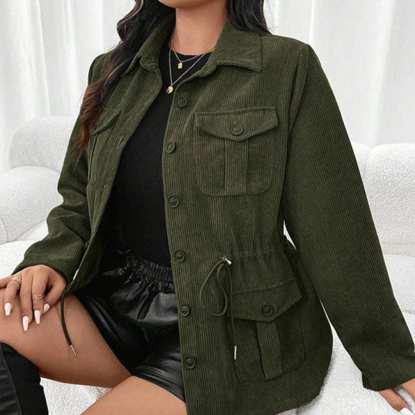 Drune | Damen stilvolle Cordjacke mit Taschen