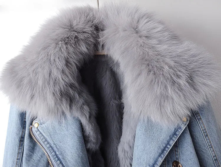 Drune | Jeansjacke mit Warmem Kunstfell