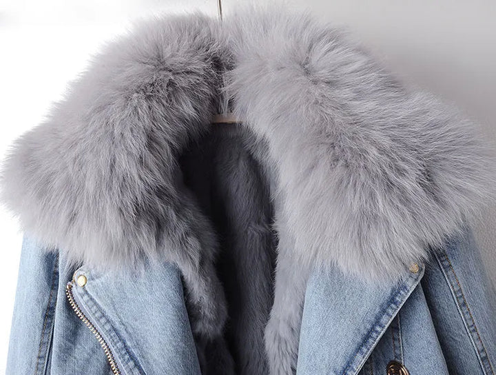 Drune | Jeansjacke mit Warmem Kunstfell