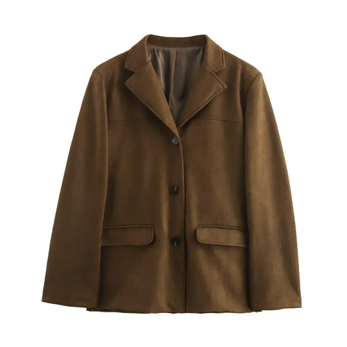 Drune | Frauen Brauner Cropped Blazer Jacket Chic Stil