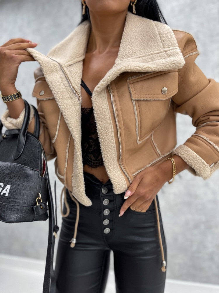 Drune | Pilotjacke mit Fell Damen