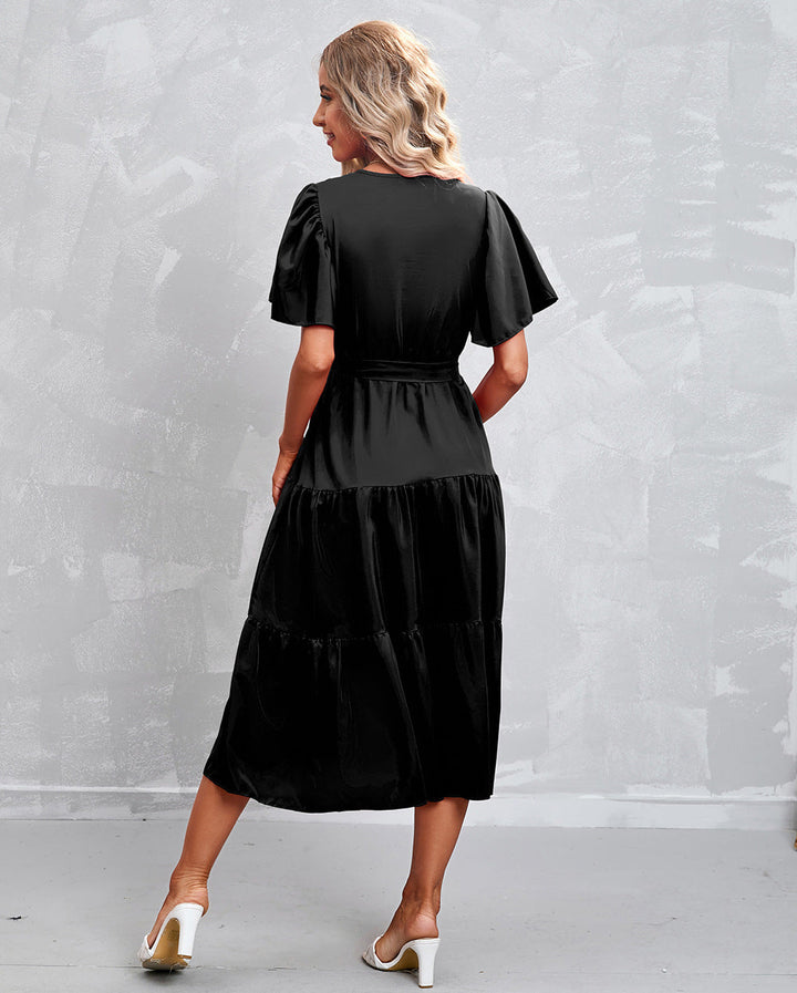 Drune - Schwarzes Midikleid mit Rüschen