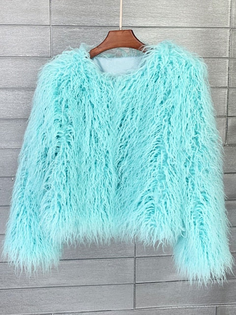 Drune Mantel für Damen, dicker, warmer Kunstpelzmantel