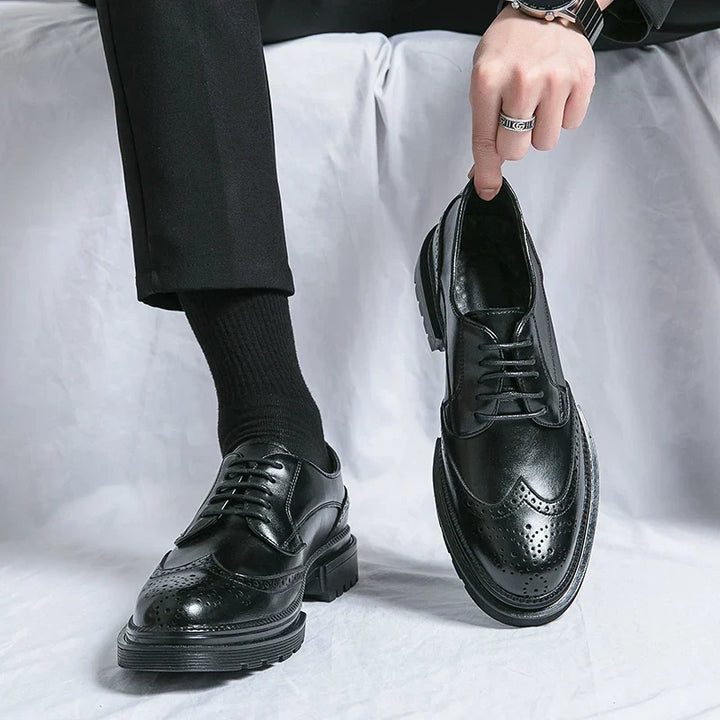 Drune | Leder Formelle Loafers Für Herren Mit Brogue Detail Und Robuster Sohle