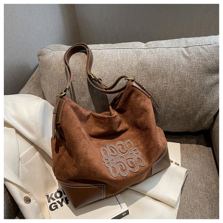Drune | Damen Luxus Marke Messenger Taschen Retro Braun Crossbody Tote Taschen Eimer Clutch Tasche Einkauf Große Kapazität Reisetasche
