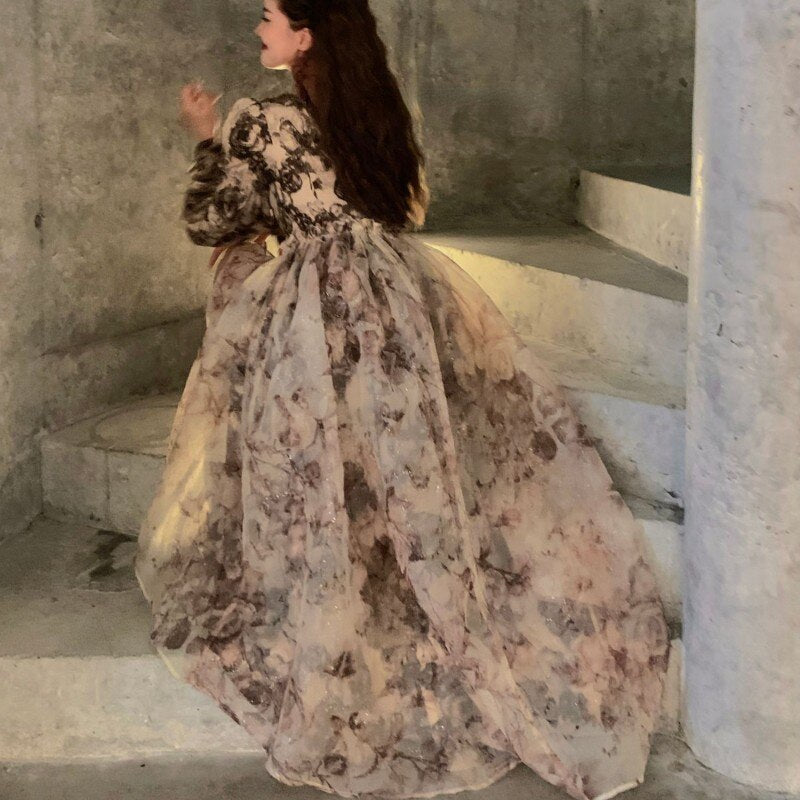 Drune | Floral Fairy Princess Kleid mit Abnehmbarem High-Low Rockschicht
