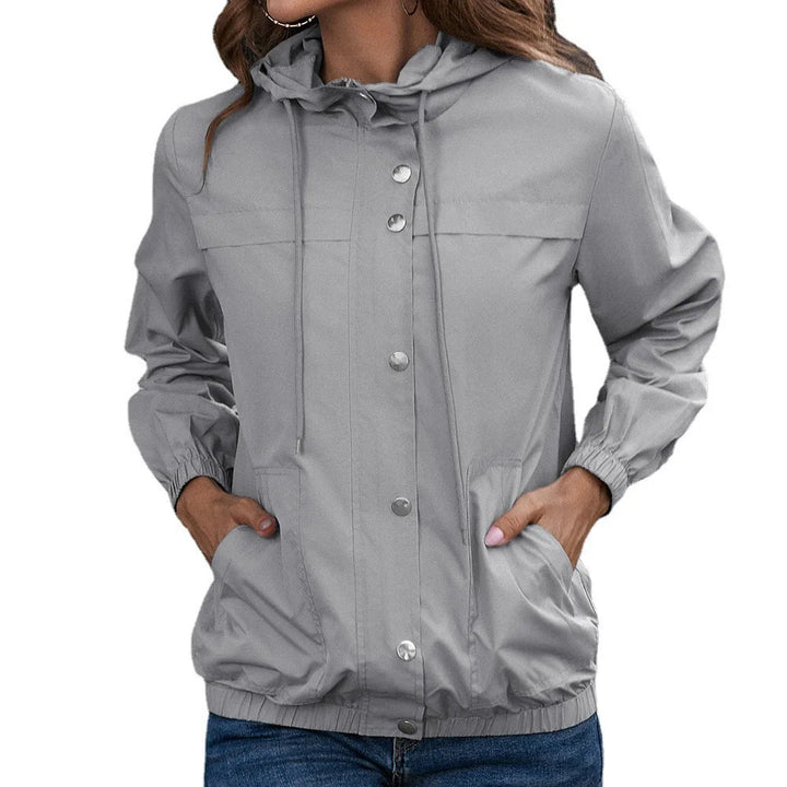 Drune | Damen Kapuze Wasserdichter Trenchcoat Langarm