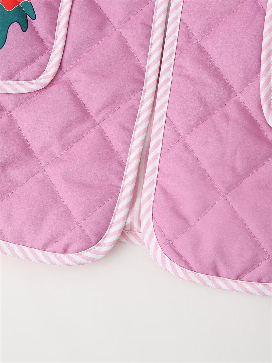 Drune | Mantel Rosa Damen mit Patchwork und Schleife