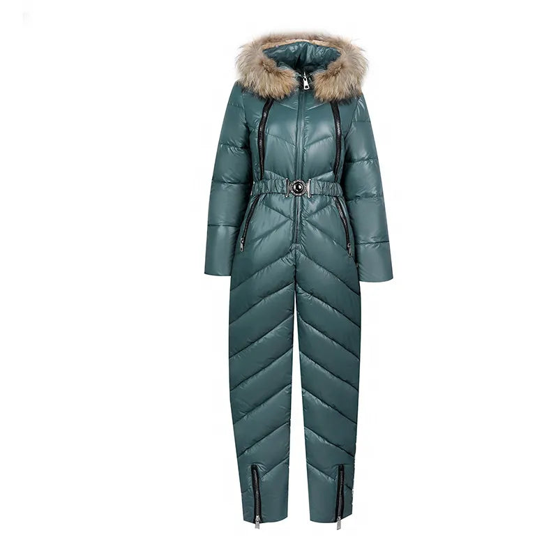 Drune | Lässiger Winter Skianzug mit Pelzkragen Für Frauen