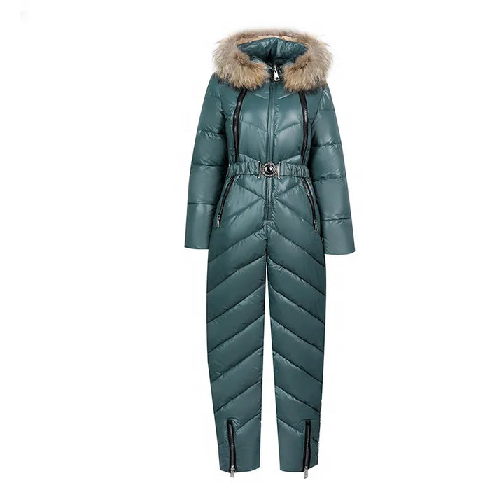 Drune | Lässiger Winter Skianzug mit Pelzkragen Für Frauen